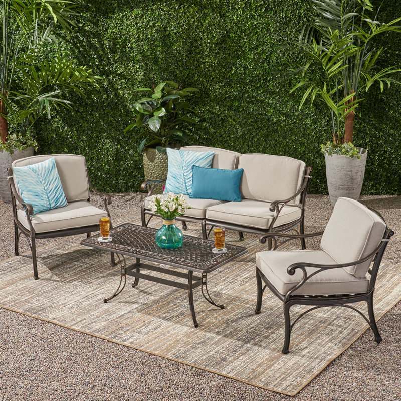 Alcott Hill® Metal 4 Person Seating Group with Cushions Wayfair